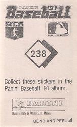 1991 Panini Stickers #238 Alan Trammell Back