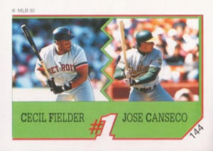 1992 Panini Stickers #144 Cecil Fielder / Jose Canseco Front