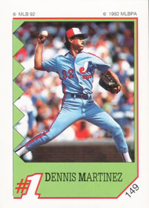 1992 Panini Stickers #149 Dennis Martinez Front