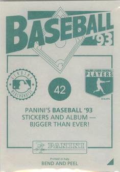 1993 Panini Stickers #42 Robin Yount Back