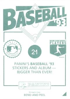 1993 Panini Stickers #21 Ruben Sierra Back