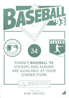 1993 Panini Stickers #34 Brewers Logo Back