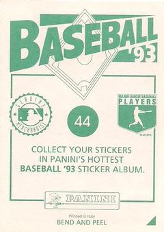 1993 Panini Stickers #44 Greg Vaughn Back