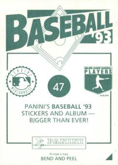 1993 Panini Stickers #47 Sandy Alomar Jr. Back