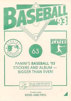 1993 Panini Stickers #63 Ken Griffey Jr. Back