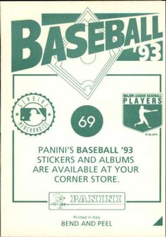 1993 Panini Stickers #69 Mike Mussina Back