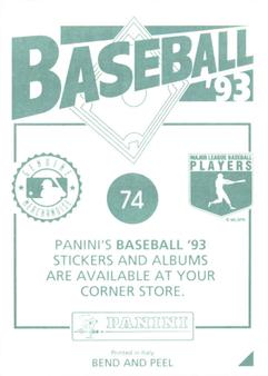 1993 Panini Stickers #74 Leo Gomez Back