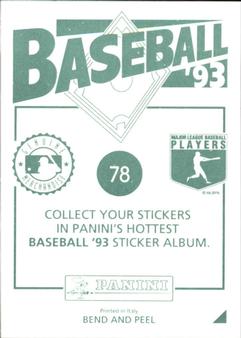 1993 Panini Stickers #78 Rangers Logo Back