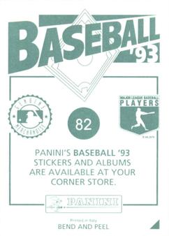 1993 Panini Stickers #82 Julio Franco Back