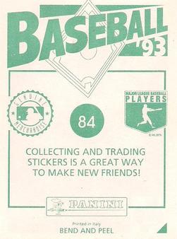 1993 Panini Stickers #84 Dean Palmer Back