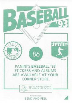 1993 Panini Stickers #86 Juan Gonzalez Back