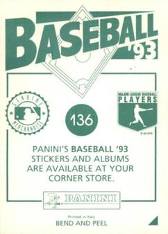 1993 Panini Stickers #136 Frank Thomas Back