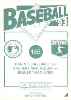 1993 Panini Stickers #165 Barry Bonds Back