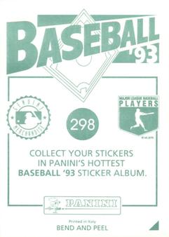1993 Panini Stickers #298 Reggie Sanders Back
