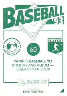 1993 Panini Stickers #60 Randy Johnson Back
