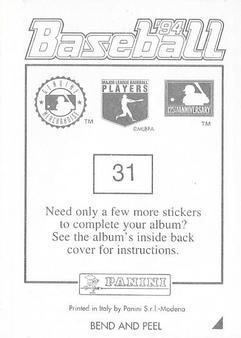 1994 Panini Stickers #31 Billy Hatcher Back