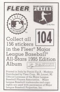 1995 Fleer Panini Stickers #104 John Hudek Back