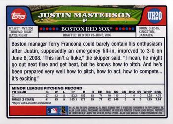 2008 Topps Updates & Highlights #UH20 Justin Masterson Back