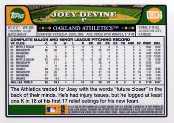 2008 Topps Updates & Highlights #UH134 Joey Devine Back