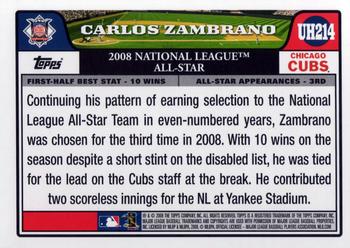2008 Topps Updates & Highlights #UH214 Carlos Zambrano Back
