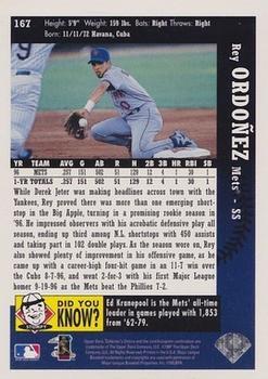 1997 Collector's Choice #167 Rey Ordonez Back