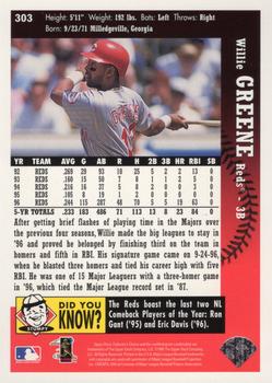 1997 Collector's Choice #303 Willie Greene Back