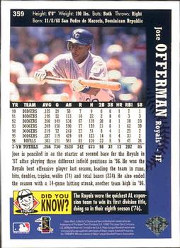 1997 Collector's Choice #359 Jose Offerman Back