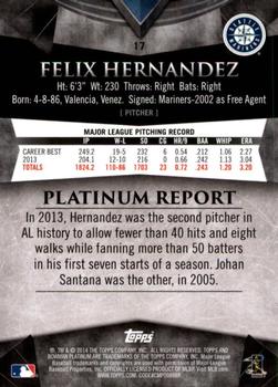 2014 Bowman Platinum #17 Felix Hernandez Back