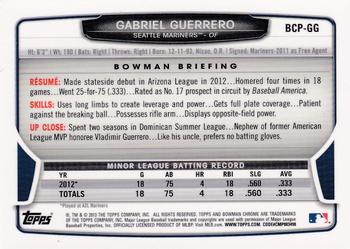 2013 Bowman Chrome - Prospects Autographs #BCP-GG Gabriel Guerrero Back