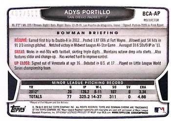 2013 Bowman Chrome - Prospects Autographs Refractor #BCA-AP Adys Portillo Back