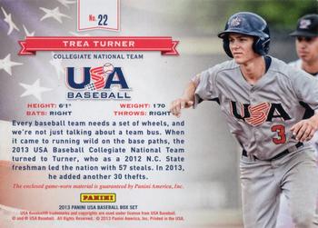 2013 Panini USA Baseball - Collegiate National Team Jerseys Jumbo #22 Trea Turner Back