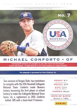 2013 Panini USA Baseball - Collegiate National Team Signatures #7 Michael Conforto Back