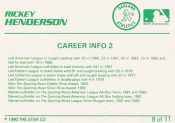 1990 Star Rickey Henderson #8 Rickey Henderson Back