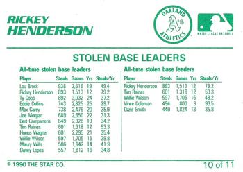 1990 Star Rickey Henderson #10 Rickey Henderson Back