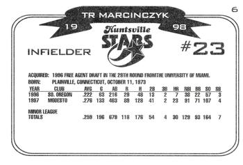 1998 Huntsville Stars #6 T.R. Marcinczyk Back