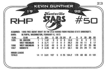 1998 Huntsville Stars #23 Kevin Gunther Back