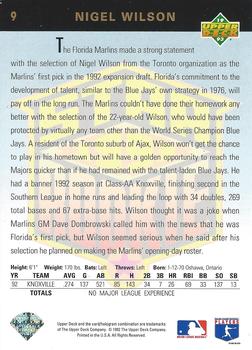 1993 Upper Deck Florida Marlins #9 Nigel Wilson Back