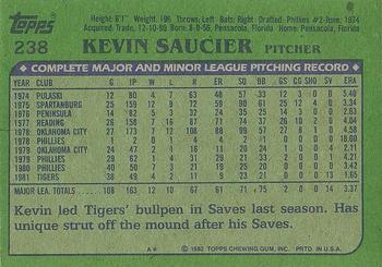 1982 Topps #238 Kevin Saucier Back