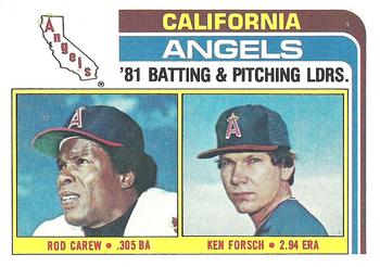 1982 Topps #276 Angels Leaders / Checklist (Rod Carew / Ken Forsch) Front