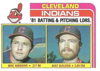 1982 Topps #559 Indians Leaders / Checklist (Mike Hargrove / Bert Blyleven) Front