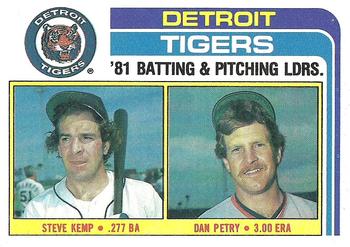 1982 Topps #666 Tigers Leaders / Checklist (Steve Kemp / Dan Petry) Front