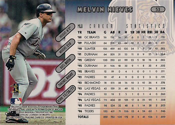 1997 Donruss #53 Melvin Nieves Back