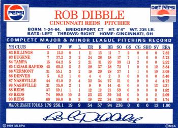 1991 Pepsi Cincinnati Reds #NNO Rob Dibble Back