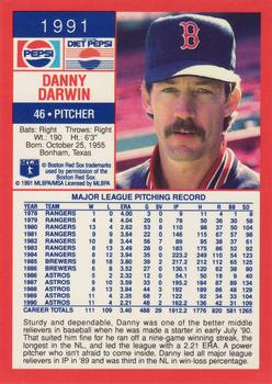 1991 Pepsi Boston Red Sox #NNO Danny Darwin Back