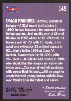 1993 Lime Rock Dominican Winter League #149 Omar Ramirez Back