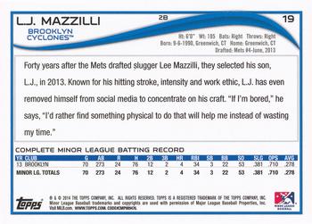 2014 Topps Pro Debut #19 L.J. Mazzilli Back