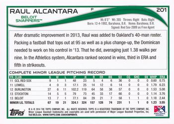 2014 Topps Pro Debut #201 Raul Alcantara Back
