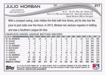 2014 Topps Pro Debut #217 Julio Morban Back