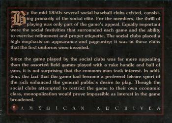 1994 American Archives Origins of Baseball #8 Social Clubs Back