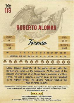 2013 Panini America's Pastime - Gold #115 Roberto Alomar Back